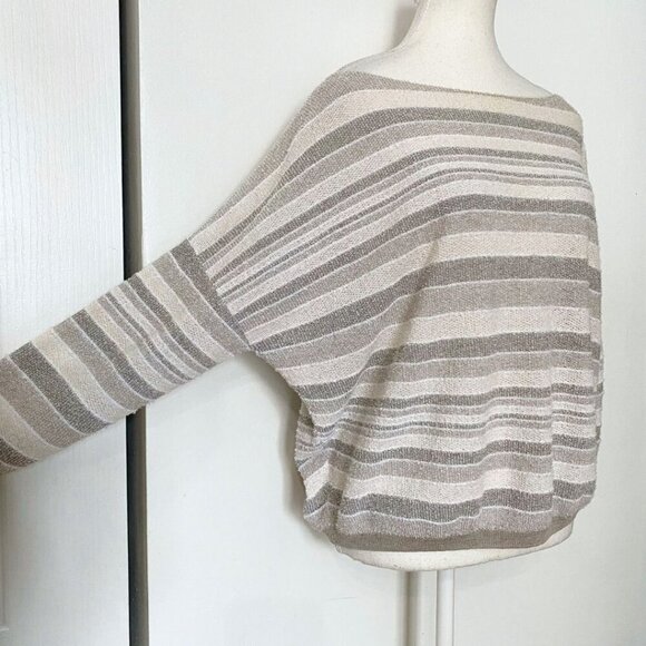 SARAH PACINI SPRING 2024 COLLECTION FADED CHALKY STRIPES CASUAL FUZZY SWEATER - Picture 5 of 10